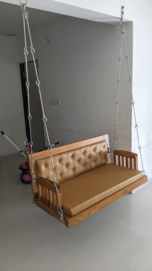 Wooden Reversible Swing with cushion and chain