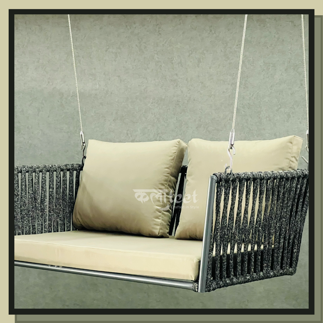 Kalaateet Cane Stripes Two Seater Designer Swing