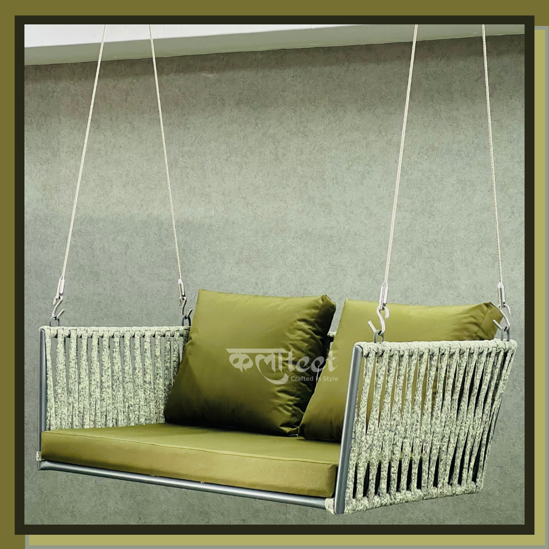 Kalaateet Cane Stripes Two Seater Designer Swing