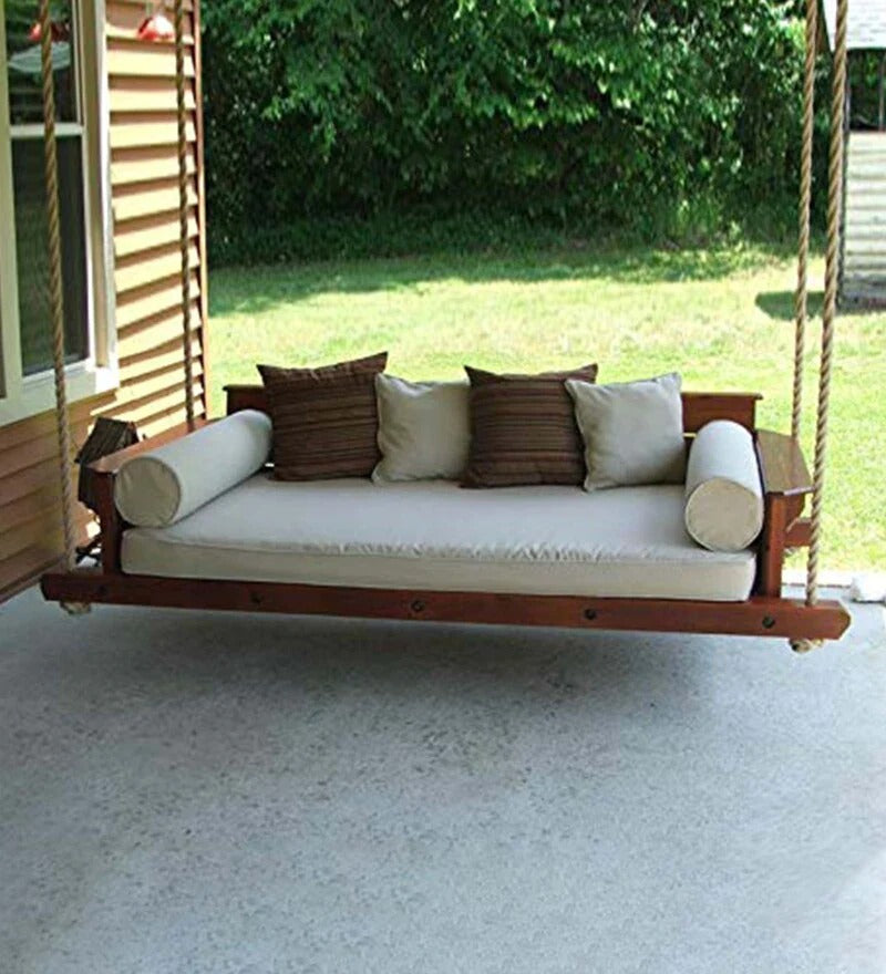 Wooden Designer Reversible swing with Cushion and Rope