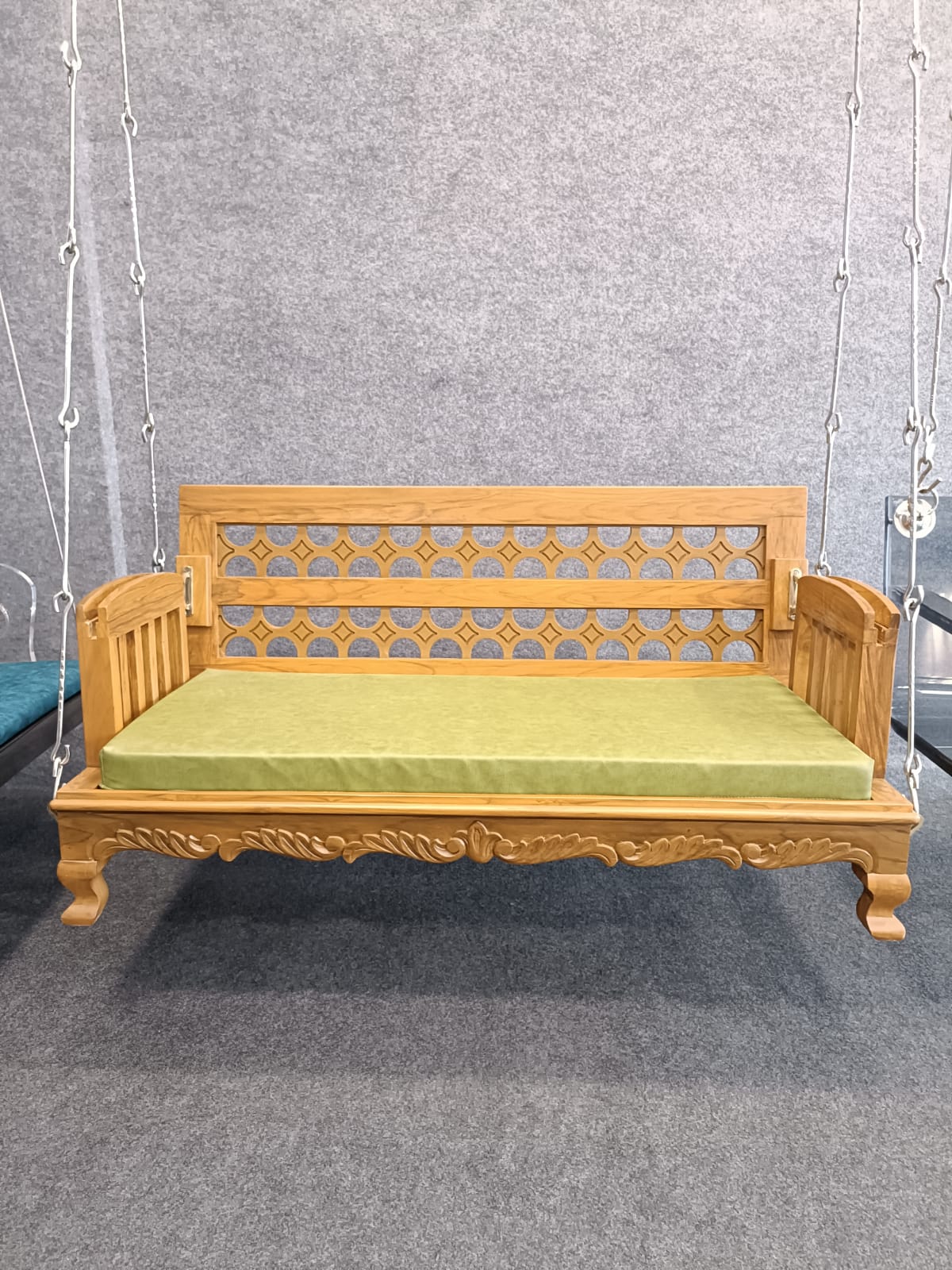 Wooden 4 ft Sofa Type reversible swing with cushion and chain