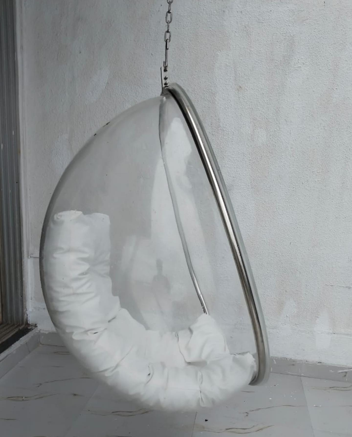 Acrylic Transparent oval swing with cushion and chain