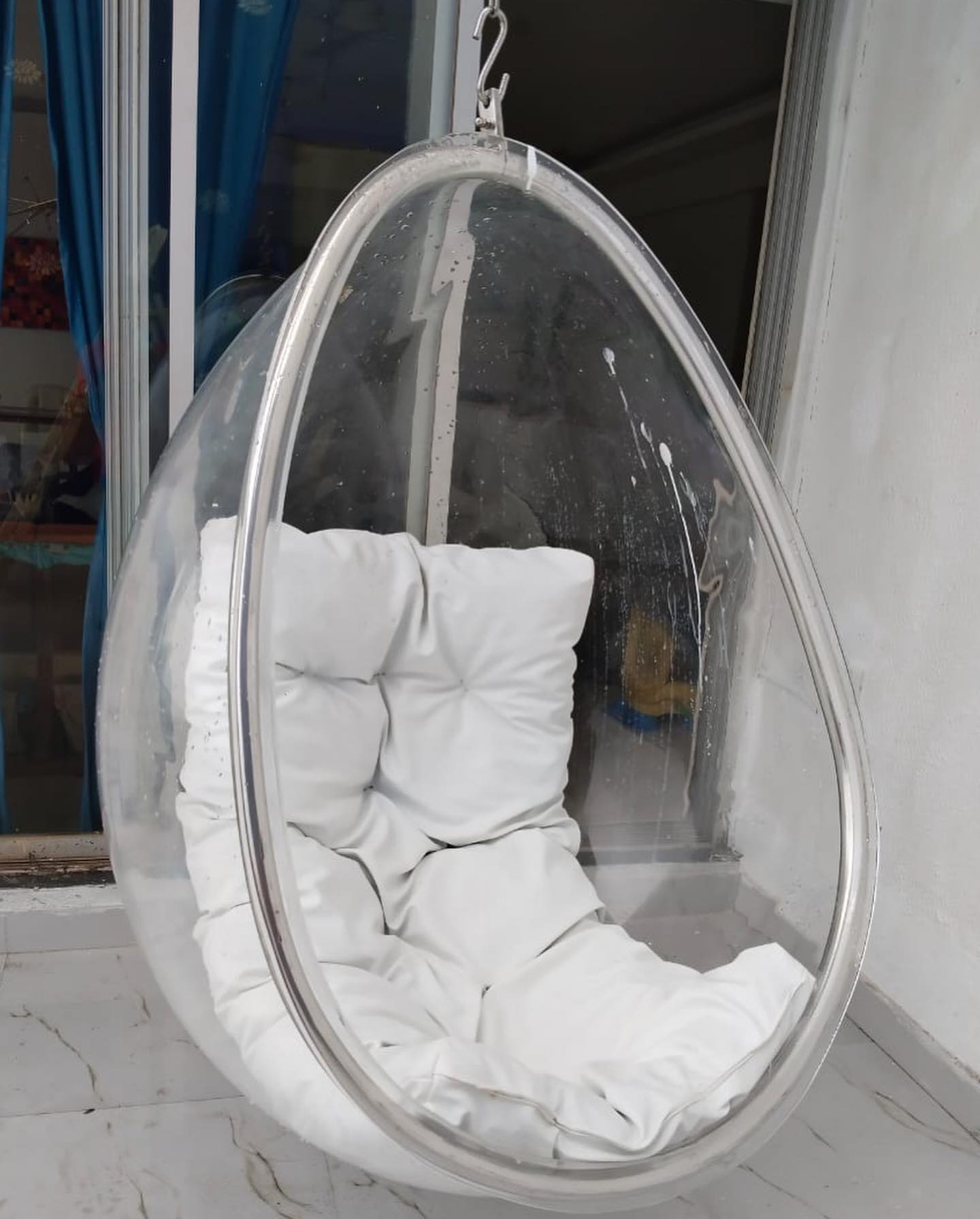 Acrylic Transparent oval swing with cushion and chain